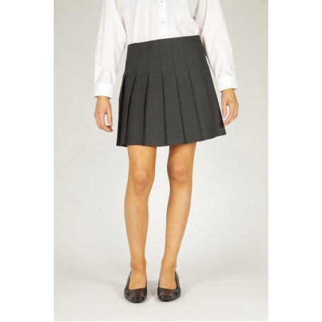 Girls Grey Stitch Down pleat Skirt (28" - 40")